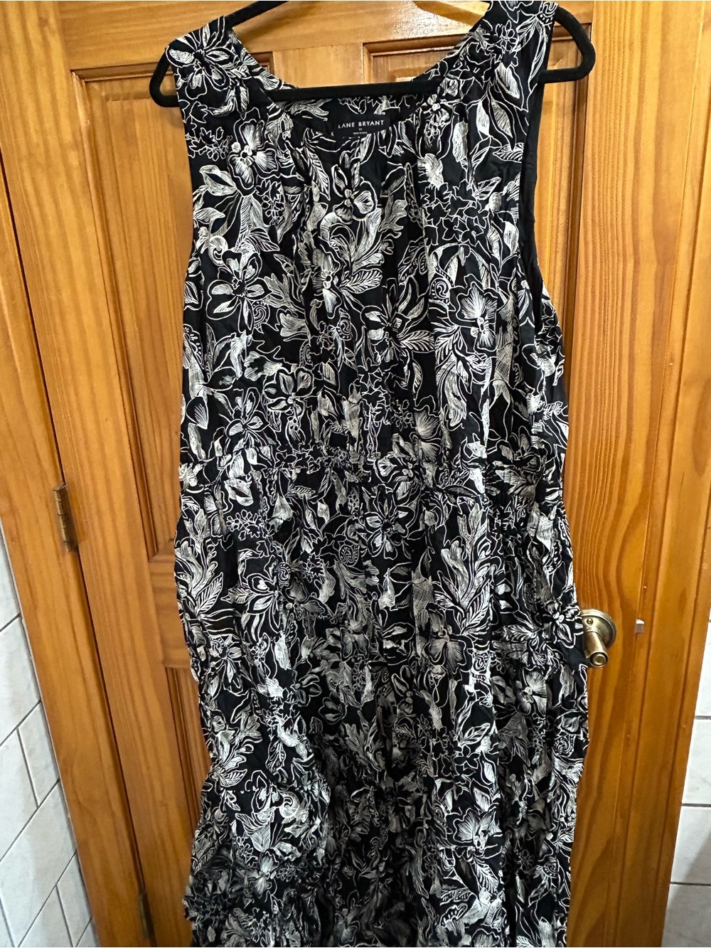 Lane Bryant Black & White Floral Maxi Dress
